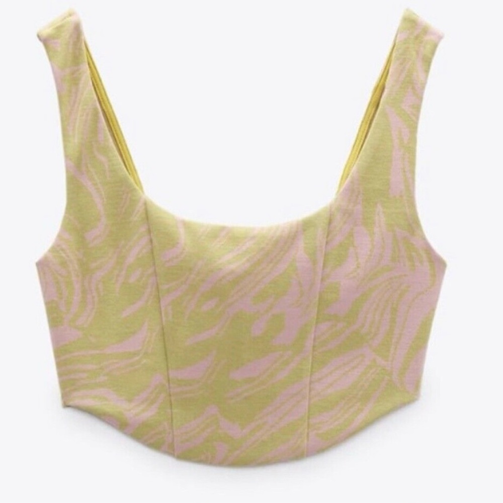 Zara Crop Top-light green/pink